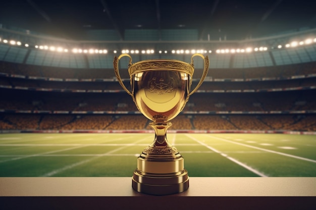 Golden Cup in football stadium