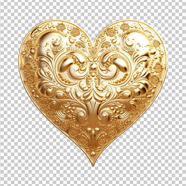 golden decoration heart isolated on white background