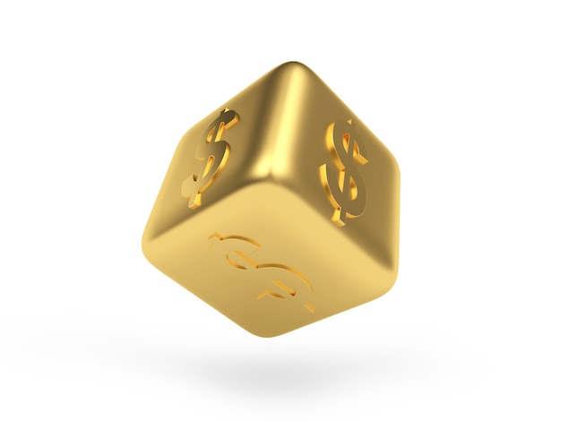 golden dice with a dollar sign