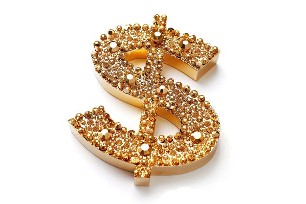 Photo a golden dollar sign covered in sparkling jewels