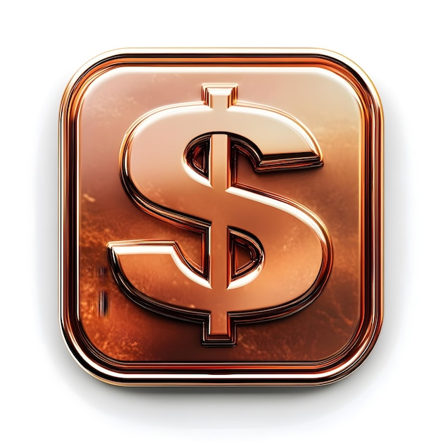 Golden Dollar Sign Icon 3D Render