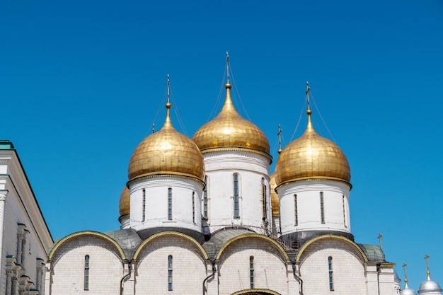 Golden domes of the Assumption Cathedral of the Moscow KremlinRussia