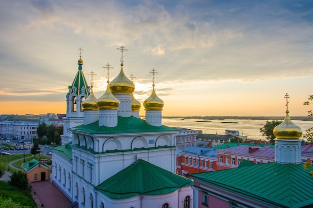 Golden domes of the Church of the Nativity of John the Baptist in Nizhny Novgorod