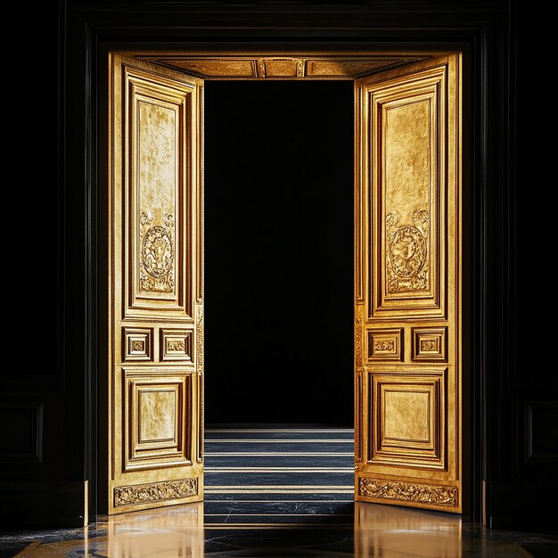 Photo a golden door with the word quot u quot on the door