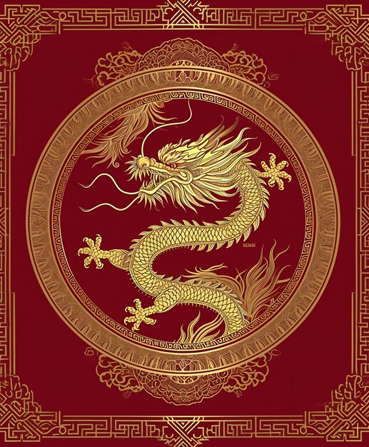 a golden dragon depicted with scales and flowing lines to indicate movement