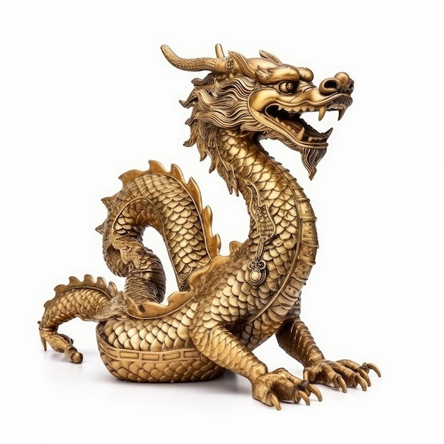 Golden dragon isolated Illustration AI GenerativexA