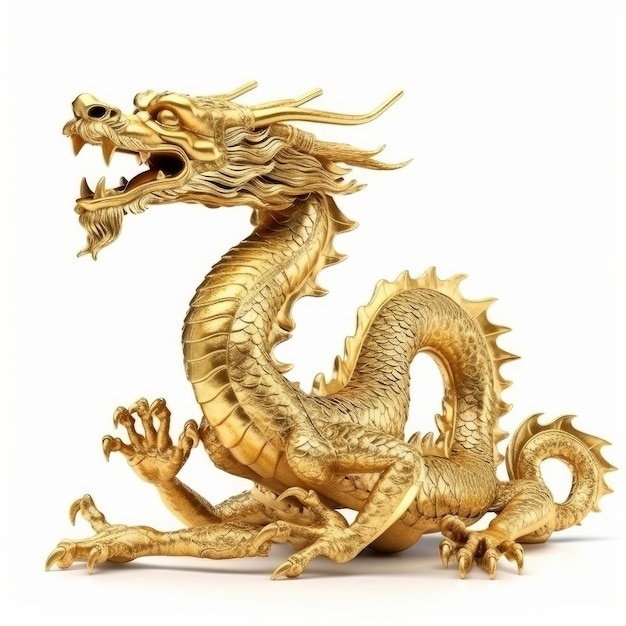 Golden dragon isolated Illustration AI GenerativexA