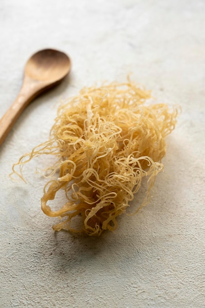 Golden dried Sea Moss healthy food supplement rich in minerals and vitamins used for nutrition and health