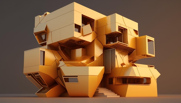 Golden_duplex_house_3dGenerative AI