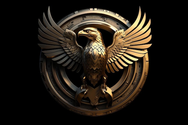 A golden eagle logo Roman style industrial futuristic style with ai generated