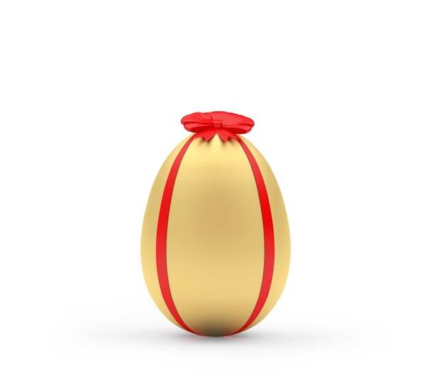 Golden Easter egg with bow and ribbon