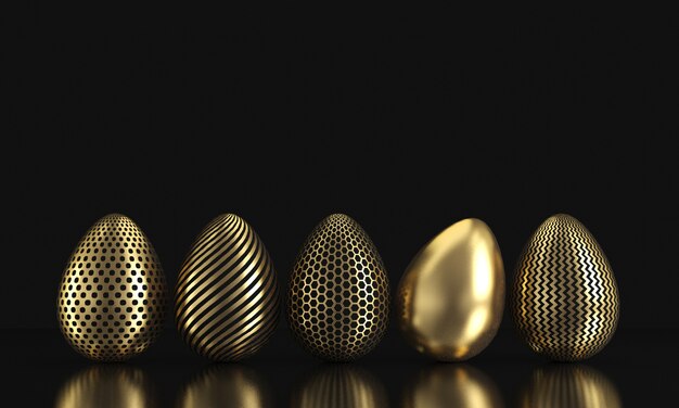 Golden easter eggs isolated on black