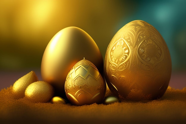 A golden egg with the word easter on it