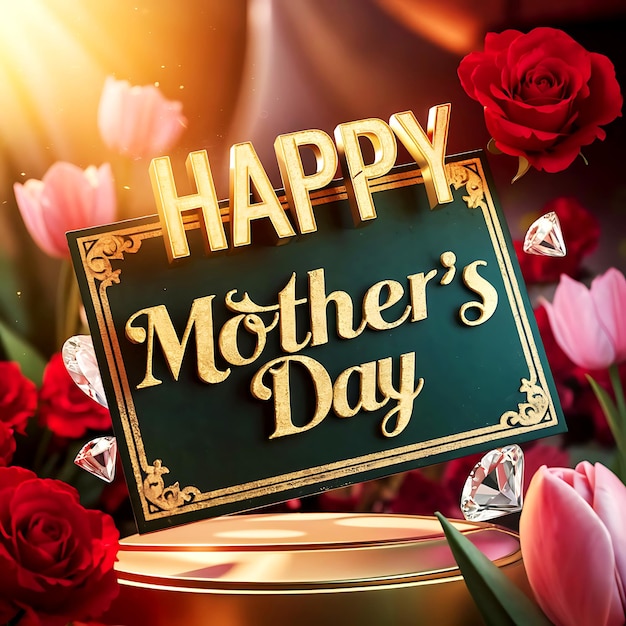 Golden Elegance Mothers Day 3D Render