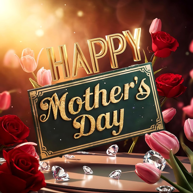 Golden Elegance Mothers Day 3D Render