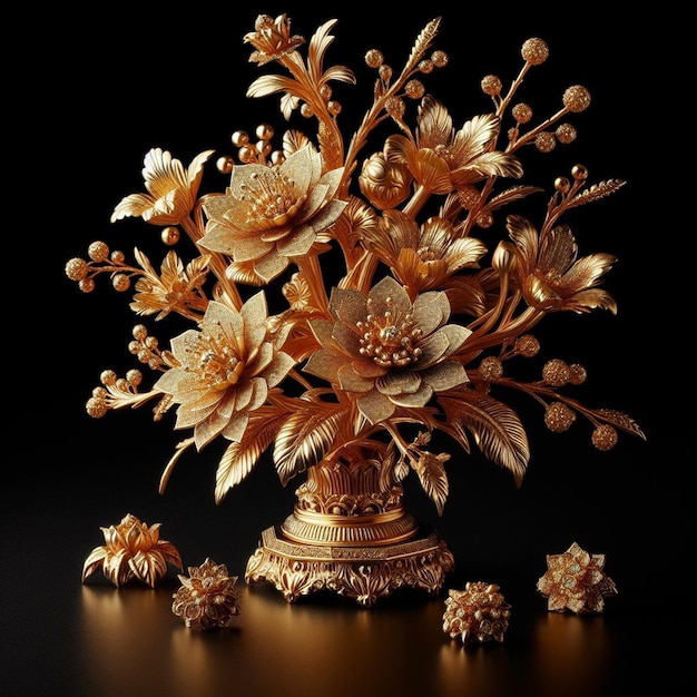 Golden Elegance A Timeless Masterpiece of Floral Artistry