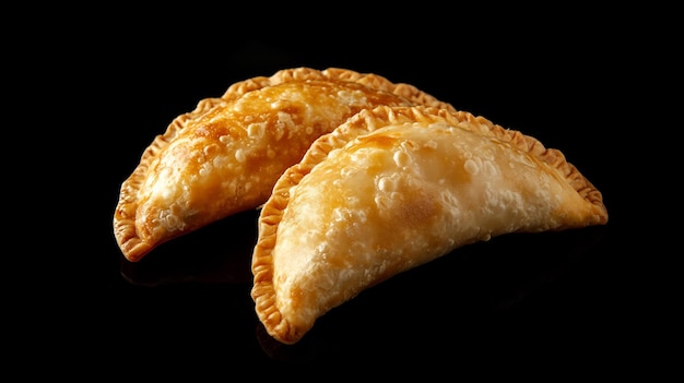 Golden Empanadas Ready to Serve on a Black Background