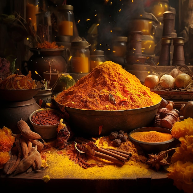 Golden Essence 16K UHD Cinematic Turmeric Wallpaper