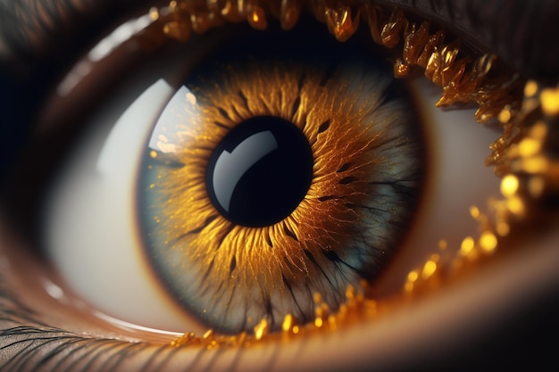 golden eyes ,close up, generative ai