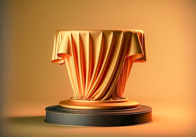 Golden Fabric Podium for Luxurious Product Display AI Generated