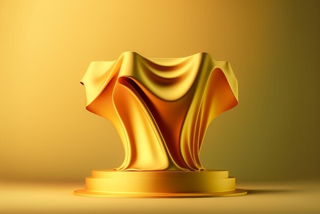 Golden Fabric Podium for Luxurious Product Display AI Generated