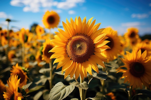 Golden Field of Sunflowers under the sun generative IA