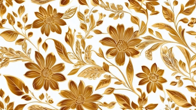 A golden floral pattern on a white background