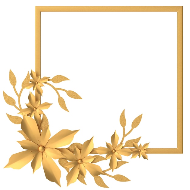 Golden flower 3D flower 3D illustration