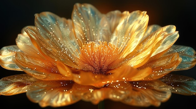 Golden Flower with Dew Drops