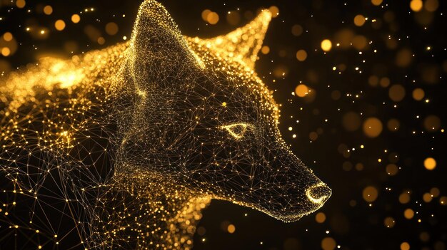 Golden Fox A Wireframe Portrait