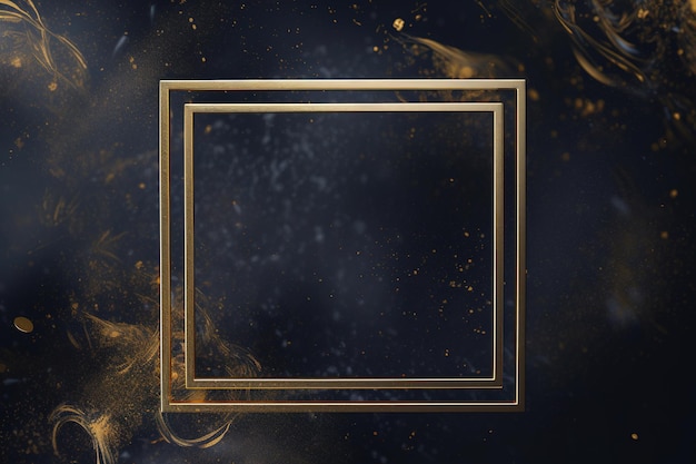 Golden frame on black abstract background