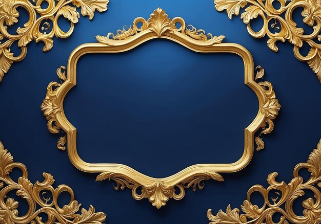 Golden frame on blue background