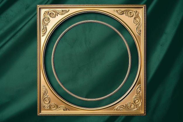 Golden frame on green background