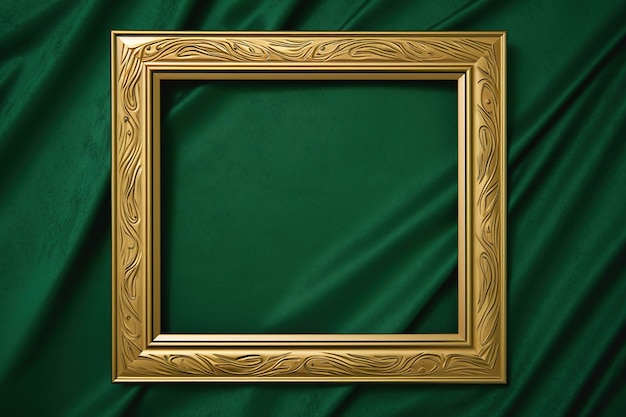 Golden frame on green background