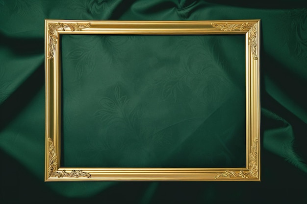 Golden frame on green background