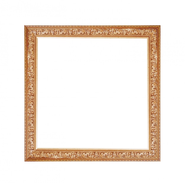 Golden frame for a picture on a isolated white background