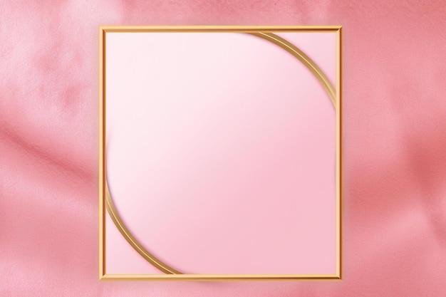 Golden frame on pink abstract background