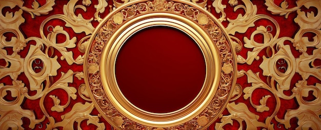 Golden Frame with Red Background