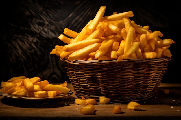 Golden French Fries in Basket