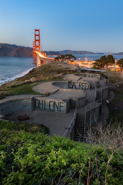 Golden Gate Bridge after sunset