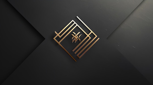 Golden geometric logo design on black background