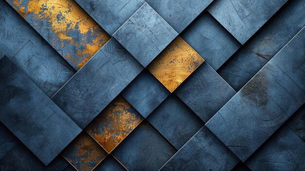 Photo golden geometric shapes with vintage textures against dark background