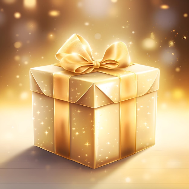 golden gift 3D boxes with golden ribbon with gradient background