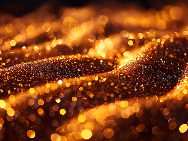 Photo golden glitter background glittering surface with twinkling lights for an elegant design