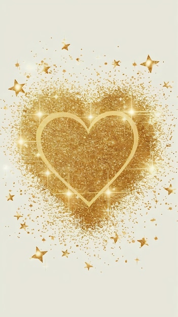 Photo golden glitter heart isolated on white background