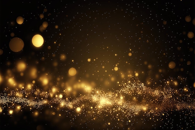 Golden glitter particles wallpaper for decorative wall print generative ai