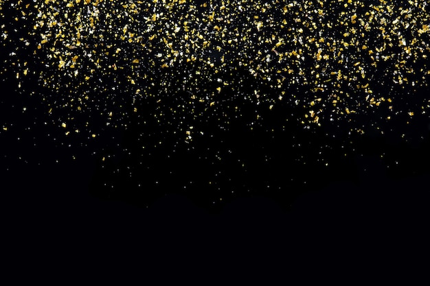 Golden glitter texture on black abstract background