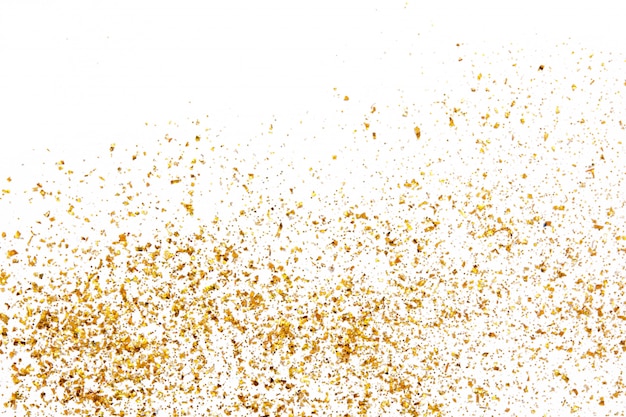 Golden glitter texture on white abstract