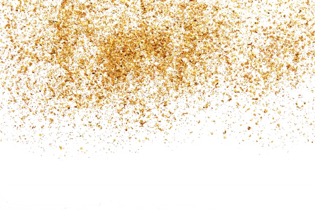 Golden glitter texture on white abstract