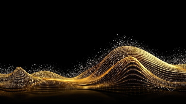 Golden glitter wave abstract background